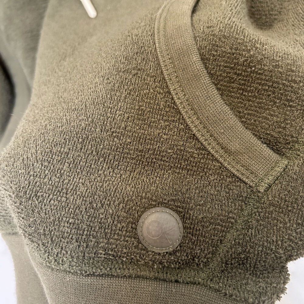 Outerknown Olive Hooded Half-Zip Pullover Sweatshirt - Picture 5 of 6